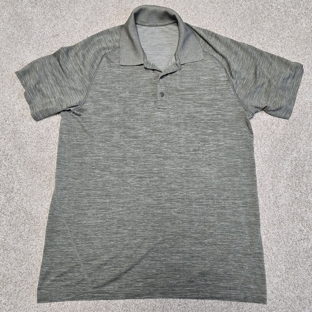 Lululemon Metal Vent Tech Polo Shirt Ocean Mist/Gray Sage sz L Athletic Preppy‎